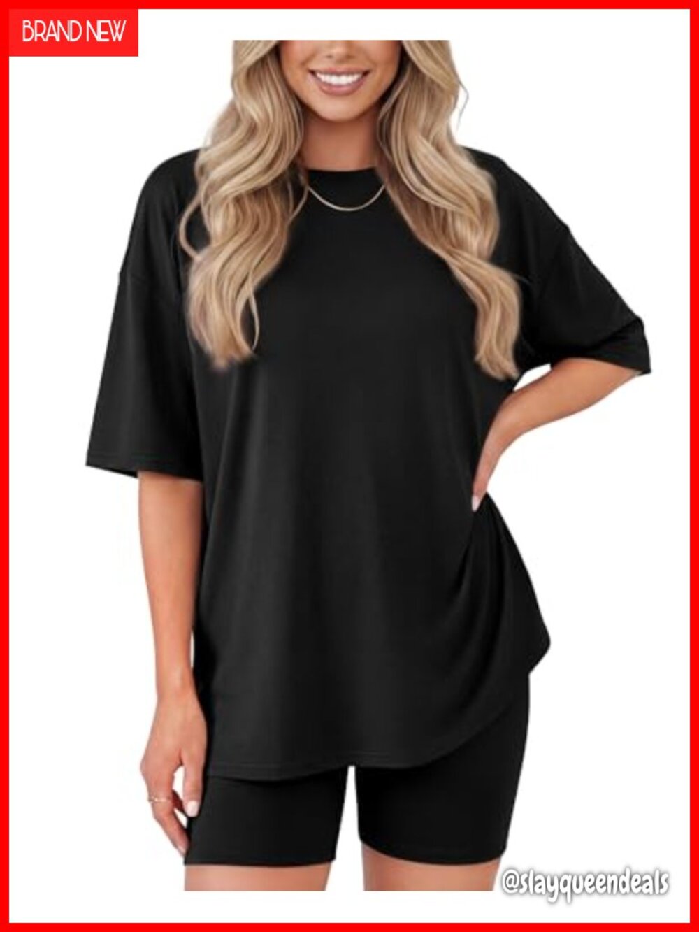 Oversized T-Shirt & High-Waisted Biker Shorts Lounge Set Travel Casual